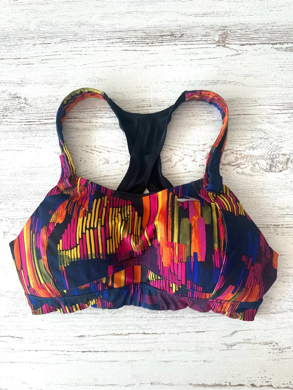 BROOKS Moving Comfort Juno Sports Bra 36C Running Athletic Colorful Workout